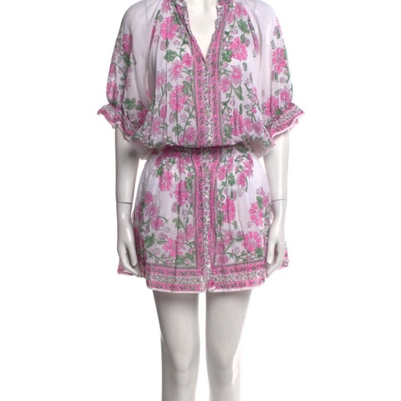 Juliet Dunn Pink and Green Floral Dress - Picture 1 of 4